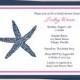 Nautical Wedding Shower Invitations, FREE shipping, Starfish Bridal Shower Invites, Navy, Pink, NASNP, Set of 10 Printed with envelopes