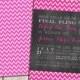 Bachelorette Party Invitation Custom, Final Fling Before the Ring, Chevron & Chalkboard Double-Sided 5x7
