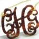 Acrylic Monogram Necklace - Tortoise shell initial monogram necklace bridesmaid gift.