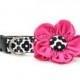 Hot Pink Dog Flower Collar Retro Black and White Floral Girly Mod - Caroline