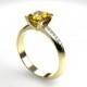 1.29ct Yellow sapphire ring, diamond ring, white gold, yellow gold, sapphire engagement, emerald cut, yellow sapphire solitaire, wedding