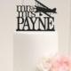 Airplane Wedding Cake Topper Mr and Mrs Biplane with Your Last Name