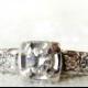 Antique Engagement Ring, Quarter Ct Vintage Diamond Engagement Ring 14K White Gold