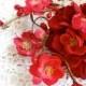 valentines day hair clip, red flower bridal hair accessory, cherry blossom - MY VALENTINE - wedding hair flower, rustic wedding