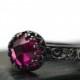 Ruby Engagement Ring, Renaissance Style, Oxidized Silver Jewelry, Floral Band, Dark Pink Jewel Ring