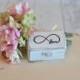 Rustic Wedding Ring Box Keepsake or Ring Bearer Box- Love Infinity-Personalized Inside- Comes With Burlap Pillow. Ships Quickly.