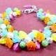 Flower Charm Bracelet, Bright Bouquet, Colorful and Silver Charm Bracelet, Free Shipping U.S.