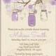 Bridal Shower Invitation - Purple Mason Jars, Lavender Jars, Hanging Jars, Wedding Shower Invite - 103