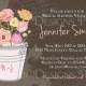 Chalkboard Garden Bridal Shower Invitation,Vintage Garden Shower, Brown, Neutral, Blue, Green, Purple, Wedding Shower Invitation - Item 1160