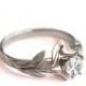 Leaves Engagement Ring No.4 - 18K White Gold and Diamond engagement ring, engagement ring, leaf ring, filigree, antique, art nouveau,vintage