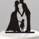 Wedding Cake Topper Silhouette Groom and Bride with little Girl -  Family Acrylic Cake Topper [CT62g]
