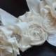 Bridal Sash /Vintage Wedding Dress Sash Belt/Ivory Flower Wedding Dress Sash Rhinestone Sash, Bridesmaids sash, Vintage Photo