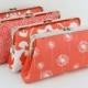Coral Bridesmaids Clutches / Customized Bridesmaid Clutch / Personalized Bridesmaid Gift / Wedding Party Gift - Set of 5