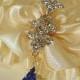 wedding garter UNE FLEUR CRISTALLINE with blue drop a Peterene original design Swarovski crystals