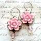 Pink Chandelier Earrings Pastel Bridesmaid Earrings Pink Flower Earrings Bridesmaid Jewelry Pink Dangle Earrings Pastel Wedding Jewelry