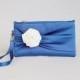 PROMOTIONAL SALE -Bow wristelt clutch,bridesmaid gift ,wedding gift ,make up bag,cosmetic bag,camera bag,zipper pouch, in royal blue