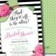 Kentucky Derby bridal shower invitation - they're off to the altar big hat brunch wedding shower - Bright Pink and Green