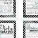 Set of 12- Bridal Shower Wine Basket Gift Tags -Black Chevron- Digital File
