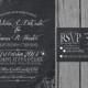 Halloween wedding invitation, modern, black and white, chalkboard, engagement party invite, reception only invite