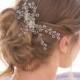 Spray of Beads Wedding Hair Comb, Wedding Headpiece, Beaded Bridal Comb Rhinestone and Crystal Hair Accessory