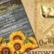 Sunflowers Rustic Wood Couples Shower Invitation - Bridal Shower - Rehearsal Dinner Invite - Custom Printed Paper Invites