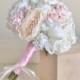 Silk Bridesmaid Bouquet Pink Roses Baby's Breath Rustic Chic Wedding NEW 2014 Design by Morgann Hill Designs