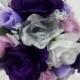 Spring Silk Wedding Flower Package 5 pieces MaDe to order Brides on a Budget Wedding Bouquets Purple,Lavendar,Silver and White Roses