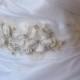 Ivory Bridal Sash, Organza Wedding Belt, White, Champagne or Ivory Rhinestone and Pearl Flower Sash with Alencon Lace - SUMMER COTTAGE
