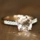 Cushion Cut Morganite Engagement Ring 14k Rose Gold Pink Morganite Wedding Ring Solitaire Ring Band, Size 7 (Resizable)