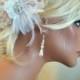 Wedding White or Ivory Vintage style bridal hair fascinator,feathers french net,lace rhinestone jewel bridal hair clip 3 inch