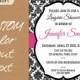 PRINTABLE 5x7" Bridal Shower Invitation, Lingerie Shower, Engagement Party - black and hot pink or CUSTOM color - 270