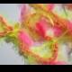 Dog Leash Neon Pink and Yellow Feather Crochet