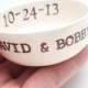 PERSONALIZED wedding RING DISH candle holder jewelry dish made to order ceramic ring pillow with custom names wedding date or monogram love