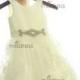 Satin Lace Flower Girl Dress/Beaded Sash Belt Wedding Easter Junior Bridesmaid Baptism Baby Infant Children Toddler Kids Dress