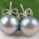 Pewter Gray Pearl Stud Earrings Pearl Stud Earrings Wedding Bridal Jewelry Bridesmaid Gift