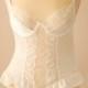 Vintage White Lace Frilly Suspender Corset. U.K 32/34 B Cup.