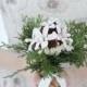 Rustic bridal bouquet winter Wedding bouquet, white flowers natural bouquet cedar pinecone Woodland bouquet silk flowers bouquet ELVES