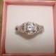 Gorgeous Diamond Cut White Sapphire 925 Sterling Silver Halo Engagement Ring Size 6