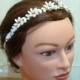 Vintage Milk Glass & Rhinestone Gold Headband, White Flower Bridal Head Piece, Floral Head Dress, Woodland Wedding, Garden Eco Friendly Boho