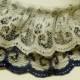 Two Layer Gathered Lace In Navy & White 2 Inch Wide 3 Yards Long
