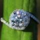 14k White gold - Diamond Engagement Ring - Halo - UNIQUE -  Thin Swirl - Pave - Weddings- Luxury- Brides - Bp0013