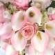 Reserved blush pink rose and calla lily cascading bridal bouquet set