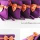SUPER SALE - Set of 7 Eggplant Purple with Little Orange Bow Clutches - Bridal Clutches, Bridesmaid Wristlet, Wedding Clutch - Made To Order