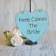 Wedding Sign/Photography Prop/RIng Bearer Sign-Here Comes The Bride-Your Choice of Colors- Ships Quickly