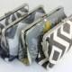Bridesmaid Clutches Choose your Fabric Grey / Wedding Gifts / Bridal Clutch / Purse for Wedding - Set of 4