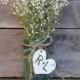 rustic engraved charm for bouquet . wedding favors  . personalinze heart wedding table decor . mason jar centerpieces