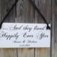 And They Lived Happily Ever After with Here Comes the Bride wood wedding sign for Ring Bearer Flower Girl DOUBLE SIDED