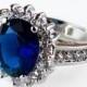 Blue Sapphire Ring, CZ ring, wedding ring, engagement ring, solitaire ring, anniversary ring, size 5 6 7 8 9 10 - MC1KM1AZ