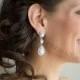 3 stone bridal earrings wedding earrings tear drop/pear cubic zirconia earrings dangle earring, wedding jewelry bridal Jewelry