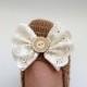 Camel Crochet booties with bow-Adult Size-Camel Crochet Slippers with Lace Bow